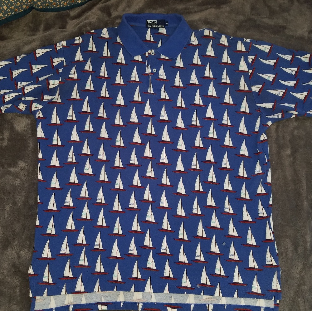 VINTAGE POLO SPORT SAILBOAT ALL OVER PRINT